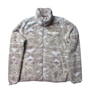 Gerry Fleece Jacket Womens L Tan Pink Southwestern Sherpa Full Zip DG9660 Pocket
